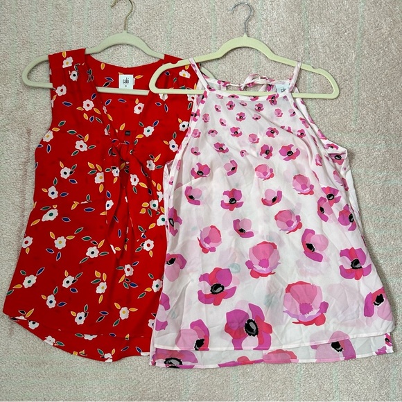 CAbi Tops - 2 Cabi Floral Tank Blouses Red and Pink Size Medium Spring Summer Office Work